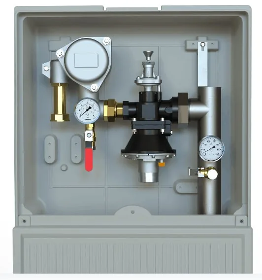 Gazkon GRPSh S300 shkafli gaz rostlash punkti, GHR-BD rostlagich — ichki tuzilishi